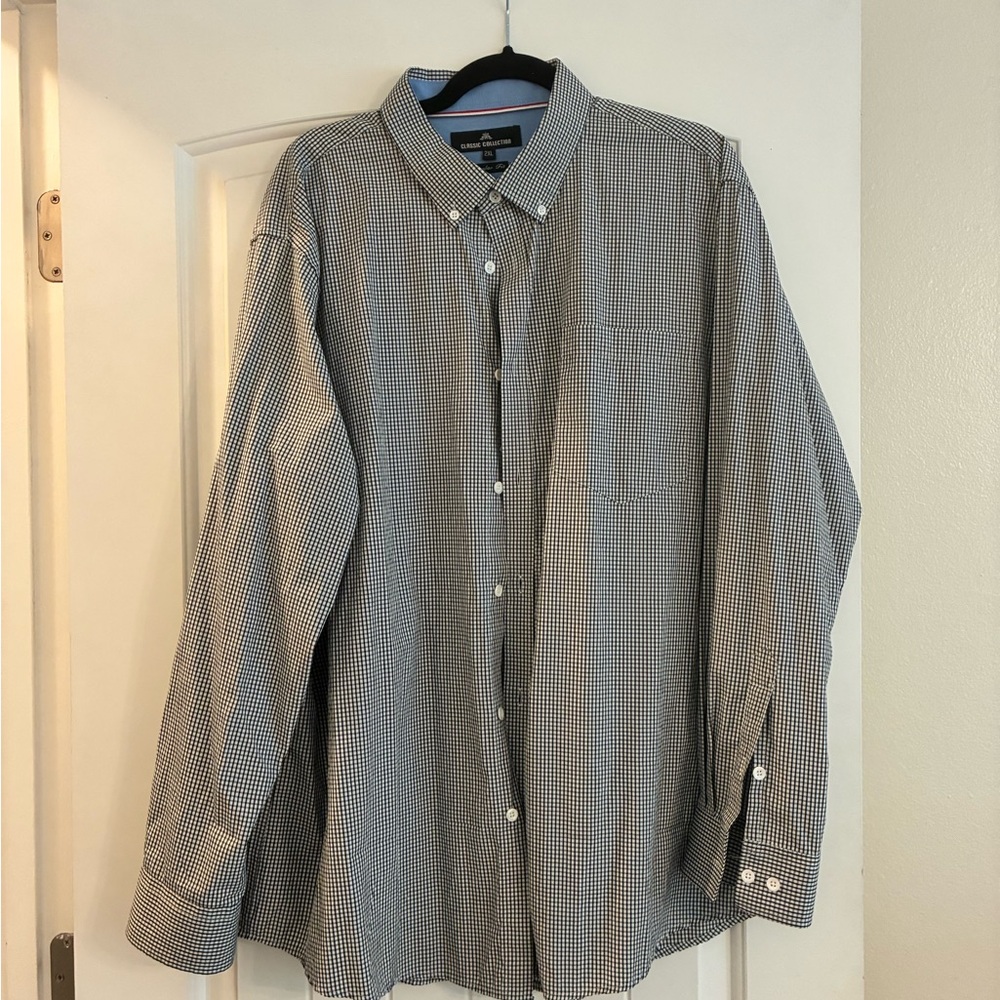 Men's Black and White Micro-Check Button-Down Shirt